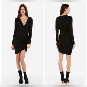 Express Black Ruched Asymetrical Dress